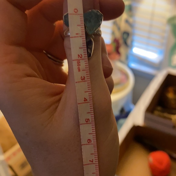 Rough cut amethyst trio, sterling silver setting. - Picture 13 of 15